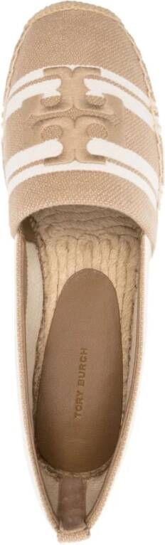 TORY BURCH Double T Jacquard Logo Espadrilles Beige Dames