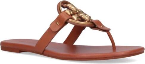 TORY BURCH Elegante Bruine Leren Sandalen Bruin Dames