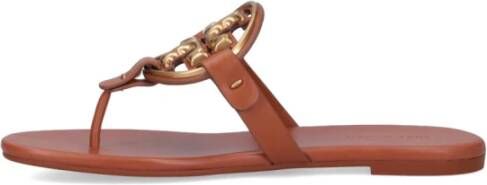 TORY BURCH Elegante Bruine Leren Sandalen Bruin Dames