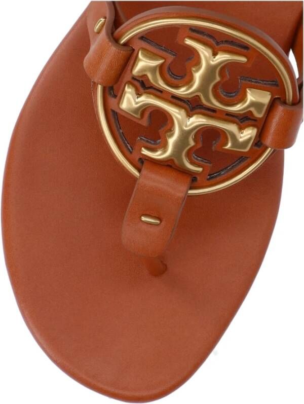 TORY BURCH Elegante Bruine Leren Sandalen Bruin Dames