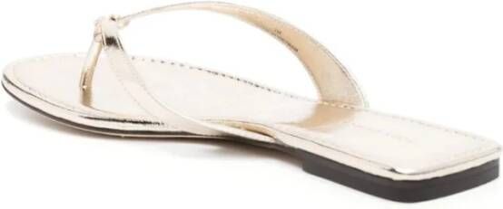 TORY BURCH Metallic Leren Teenslippers Geel Dames