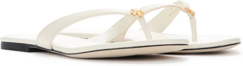 TORY BURCH Klassieke leren teenslippers Wit Dames