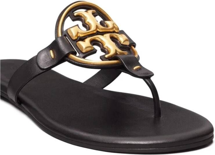 TORY BURCH Zwarte Leren Flip Flops voor Dames Zwart Dames