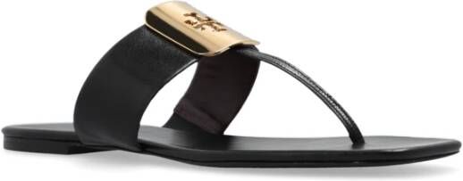 TORY BURCH Georgia flip-flops in leer Black Dames