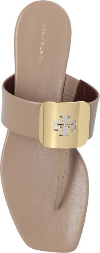 TORY BURCH Georgia flip-flops in leer Beige Dames