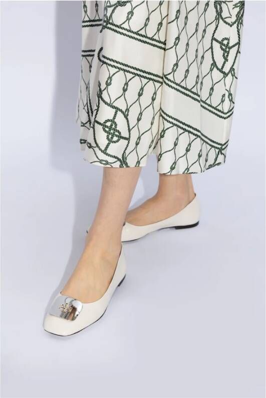 TORY BURCH Leren ballerina's in 'Georgia' White Dames