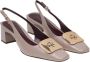 TORY BURCH Georgia Leren Slingback met Logo Plaat Gray Dames - Thumbnail 2