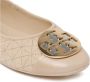 TORY BURCH Gelaagde Beige Platte Schoenen met Double T Metalen Hardware Beige Dames - Thumbnail 2