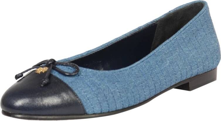 TORY BURCH Gestikte Cap-Toe Ballet Flats Blue Dames