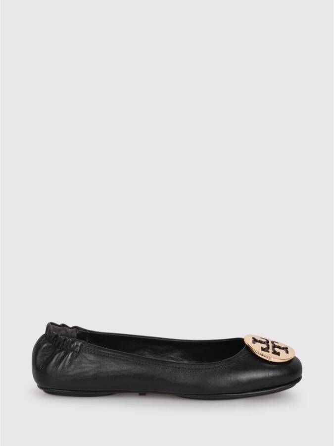 TORY BURCH Gouden Logo Ballerina met Applicatie Black Dames