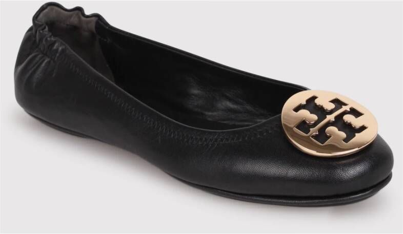 TORY BURCH Gouden Logo Ballerina met Applicatie Black Dames