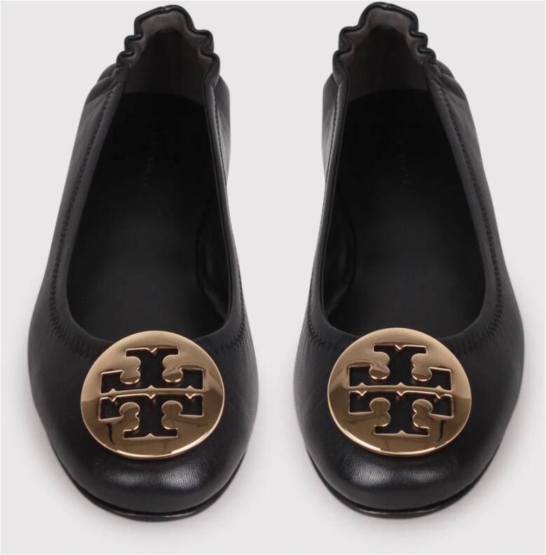 TORY BURCH Gouden Logo Ballerina met Applicatie Black Dames