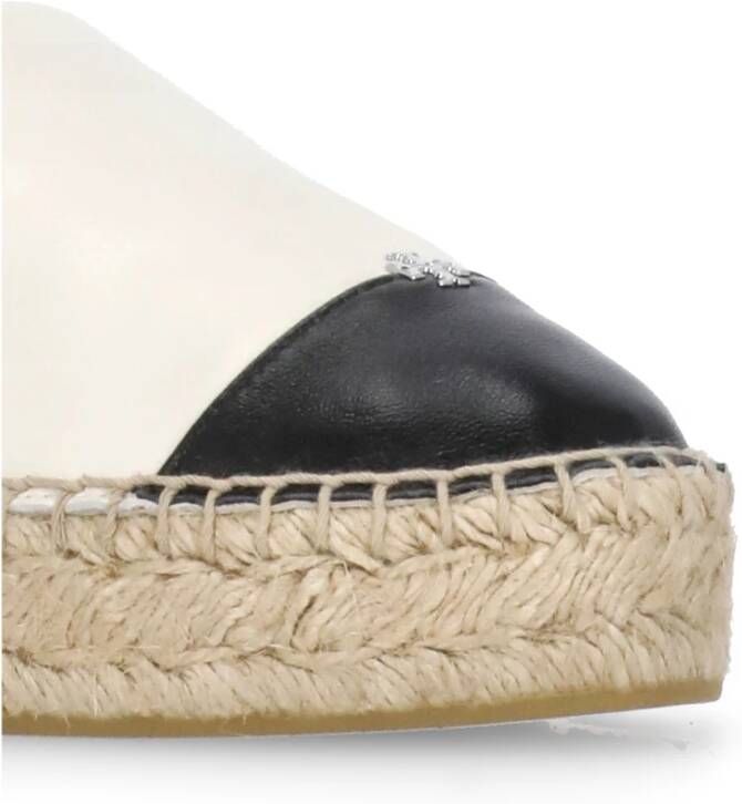 Tory Burch Ivoor Leren Espadrilles met Metalen Logo
