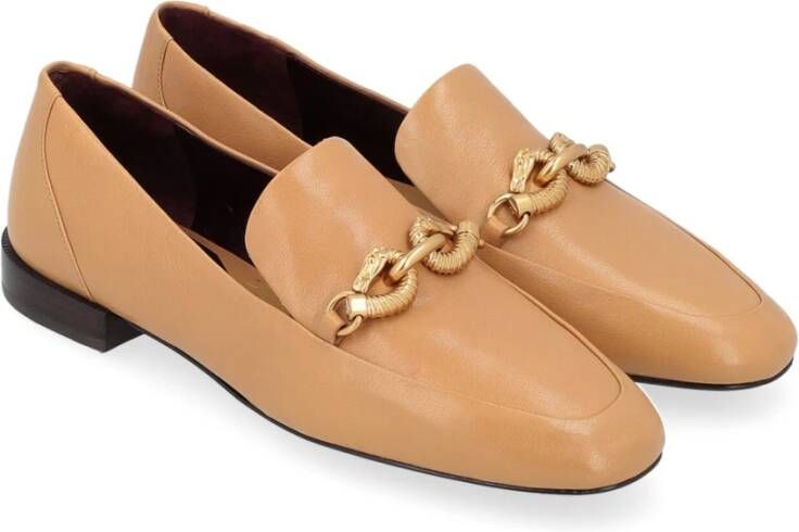 TORY BURCH Jessa Leren Loafer in Cuoio Beige Dames