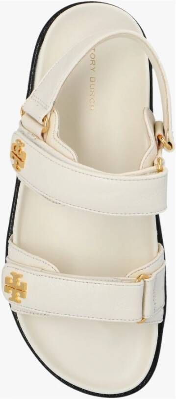 TORY BURCH Crèmekleurige Leren Sandalen met Klittenbandsluiting White Dames