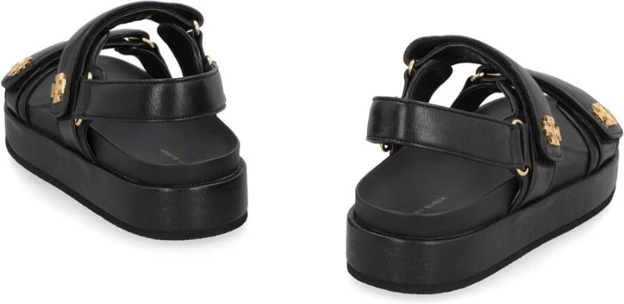 Tory Burch Korrelig leren sandalen met klittenband