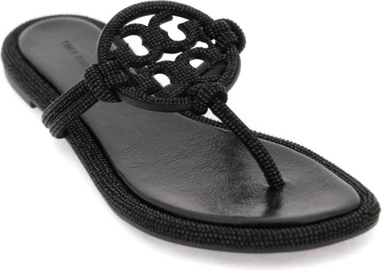 TORY BURCH Kristal Pavé Leren Teenslippers Black Dames