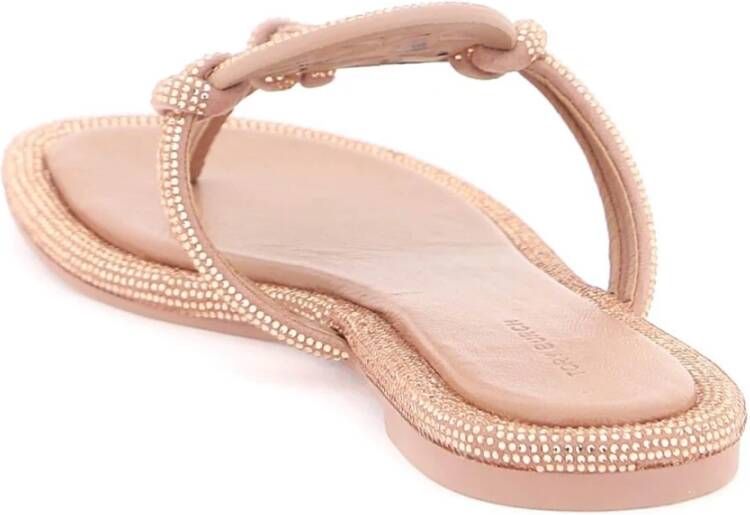 TORY BURCH Kristal Pavé Leren Teenslippers Pink Dames