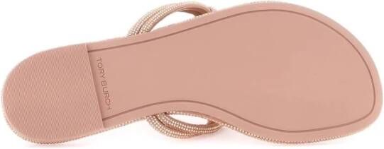 TORY BURCH Kristal Pavé Leren Teenslippers Pink Dames