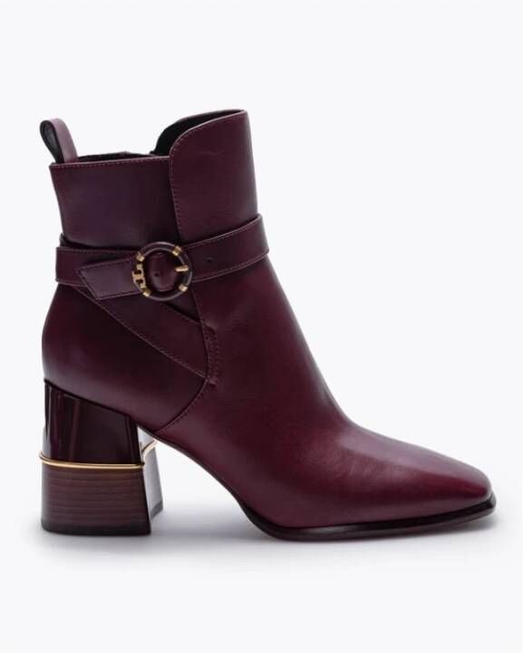 TORY BURCH Luxe Bordeaux Gesp Laarzen Rood Dames