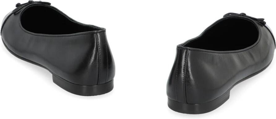 TORY BURCH Leren balletflats met logo Black Dames