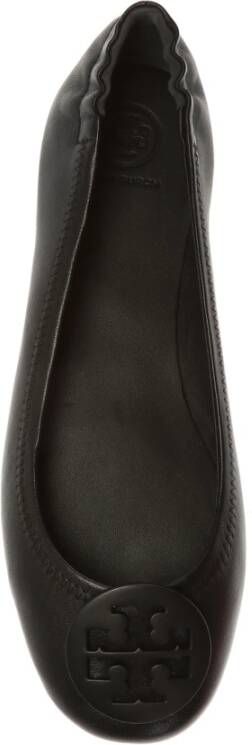 TORY BURCH Leren balletflats met logo Zwart Dames