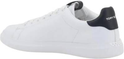 TORY BURCH Leren Court Sneakers Vetersluiting Platte Zool White Dames