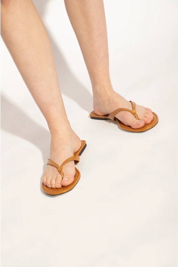 TORY BURCH Leren slides Bruin Dames