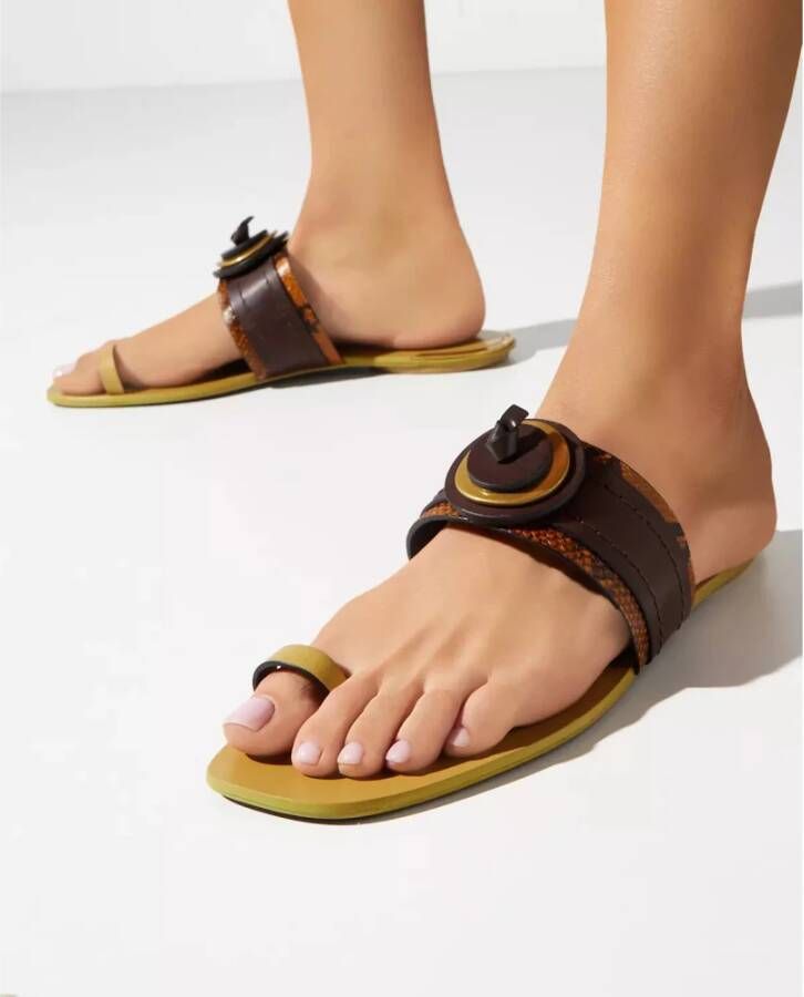 Tory Burch Leren Slippers met Groene Zool - Foto 2
