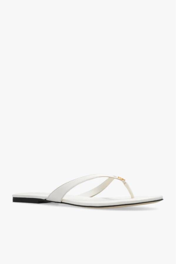 TORY BURCH Leren slippers Wit Dames