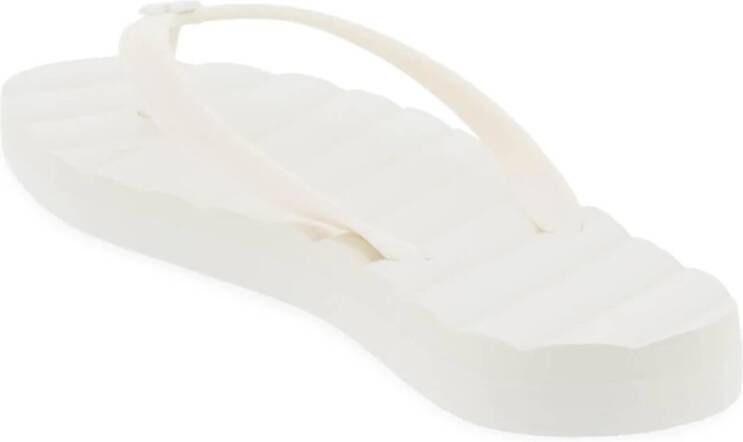 TORY BURCH Matelassé Chevron Rubberen Teenslippers White Dames