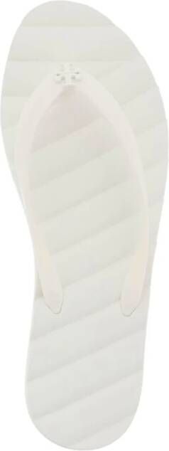 TORY BURCH Matelassé Chevron Rubberen Teenslippers White Dames