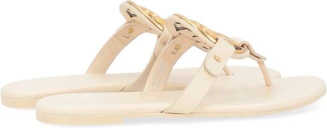 TORY BURCH Metal Miller Soft Cream Flip Flops Beige Dames