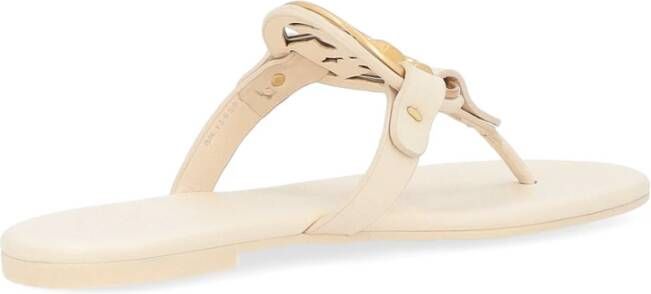 TORY BURCH Metal Miller Soft Cream Flip Flops Beige Dames