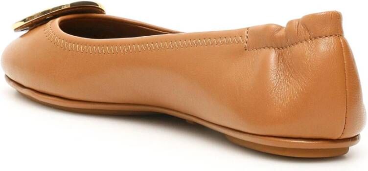 TORY BURCH Minnie Travel Flats Brown Dames