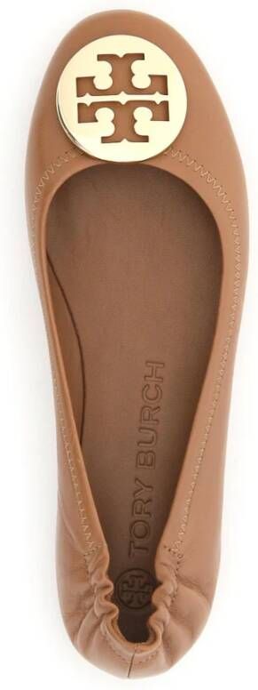 TORY BURCH Minnie Travel Flats Brown Dames