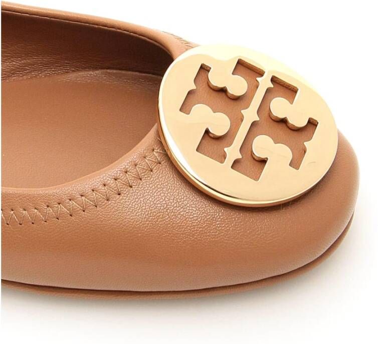 TORY BURCH Minnie Travel Flats Brown Dames