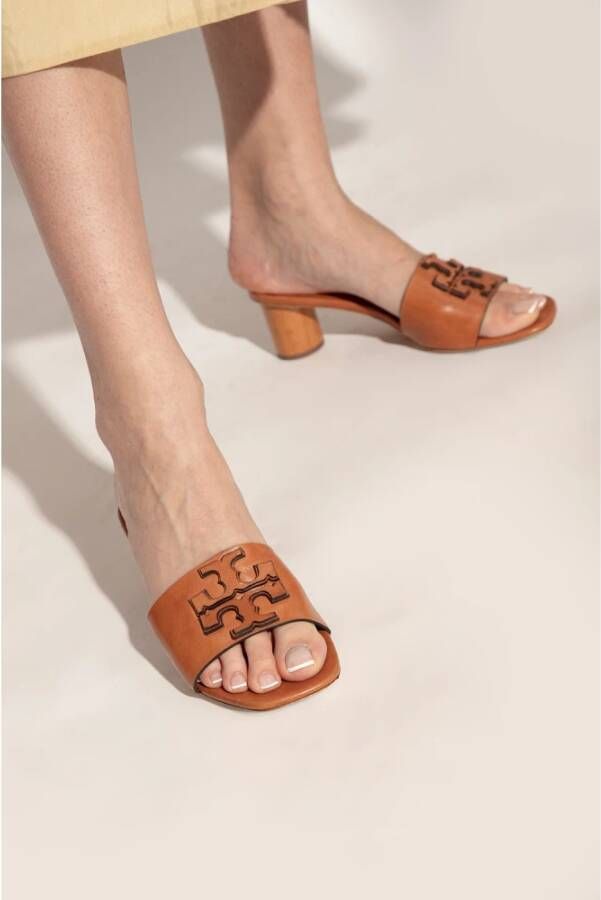 TORY BURCH Bruine Hak Slides Bruin Dames