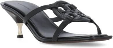 TORY BURCH Zwarte Leren Sandalen met Hak Zwart Dames