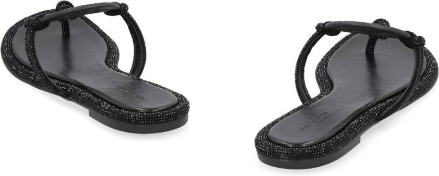 TORY BURCH Rhinestone Leren Sandalen Black Dames