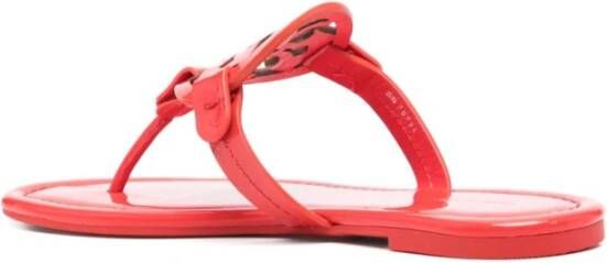 Tory Burch Rode Leren Teenslippers