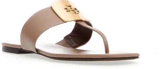 TORY BURCH Chique Beige Leren Sandalen Beige Dames