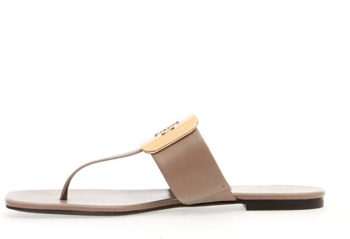 TORY BURCH Chique Beige Leren Sandalen Beige Dames