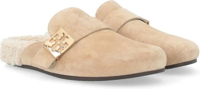 TORY BURCH Shearling Mule Instap Schoen Brown Dames