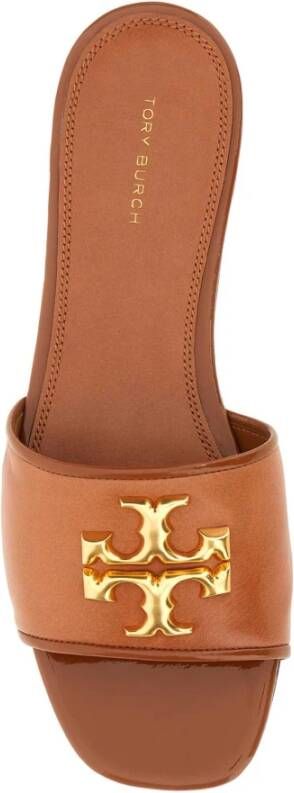 TORY BURCH Eleanor Caramel Nappa Leren Pantoffels Bruin Dames