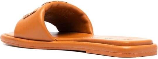 TORY BURCH Stijlvolle Oranje Leren Sliders Oranje Dames