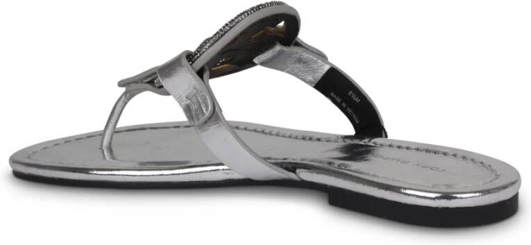 TORY BURCH Monochrome Metallic Flip Flops Grijs Dames