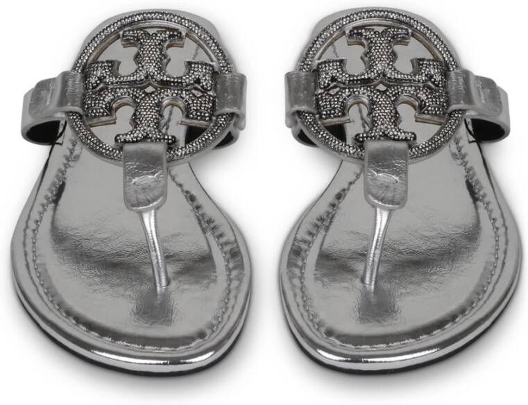 TORY BURCH Monochrome Metallic Flip Flops Grijs Dames