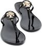 TORY BURCH Iconische Goudkleurige Double T Rubberen Teenslippers Black Dames - Thumbnail 13