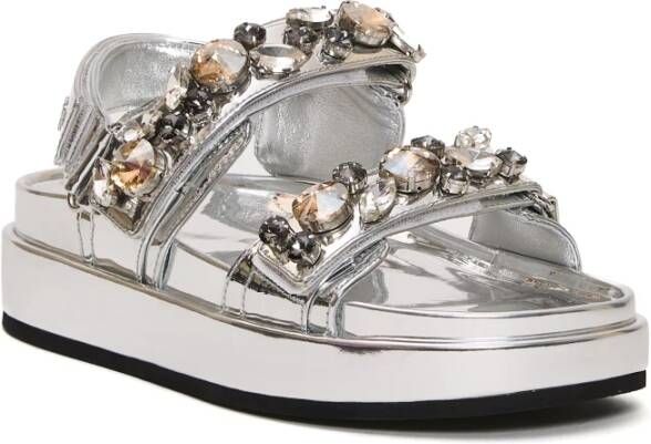 TORY BURCH Sportieve zilveren sandalen met strass detail Multicolor Dames
